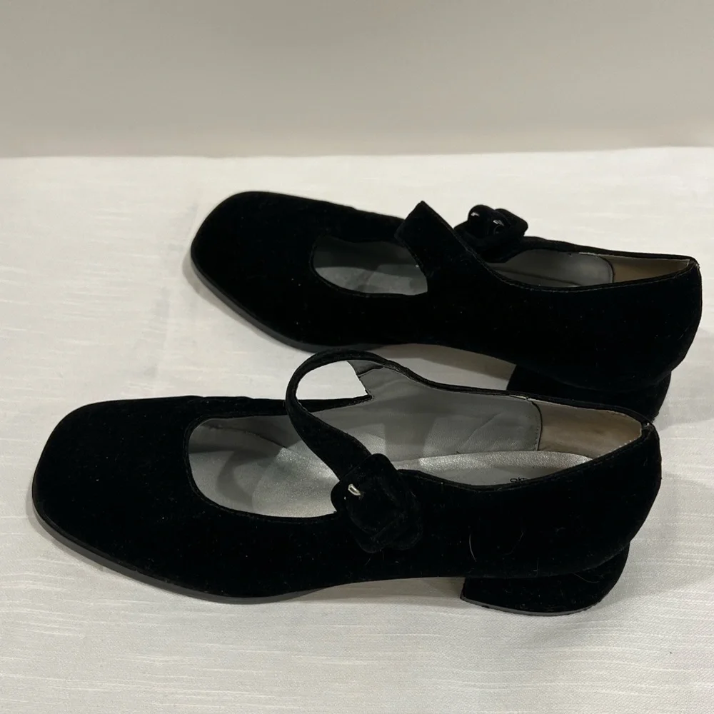 Expressions Footwear Mary Jane Black Velour Shoes